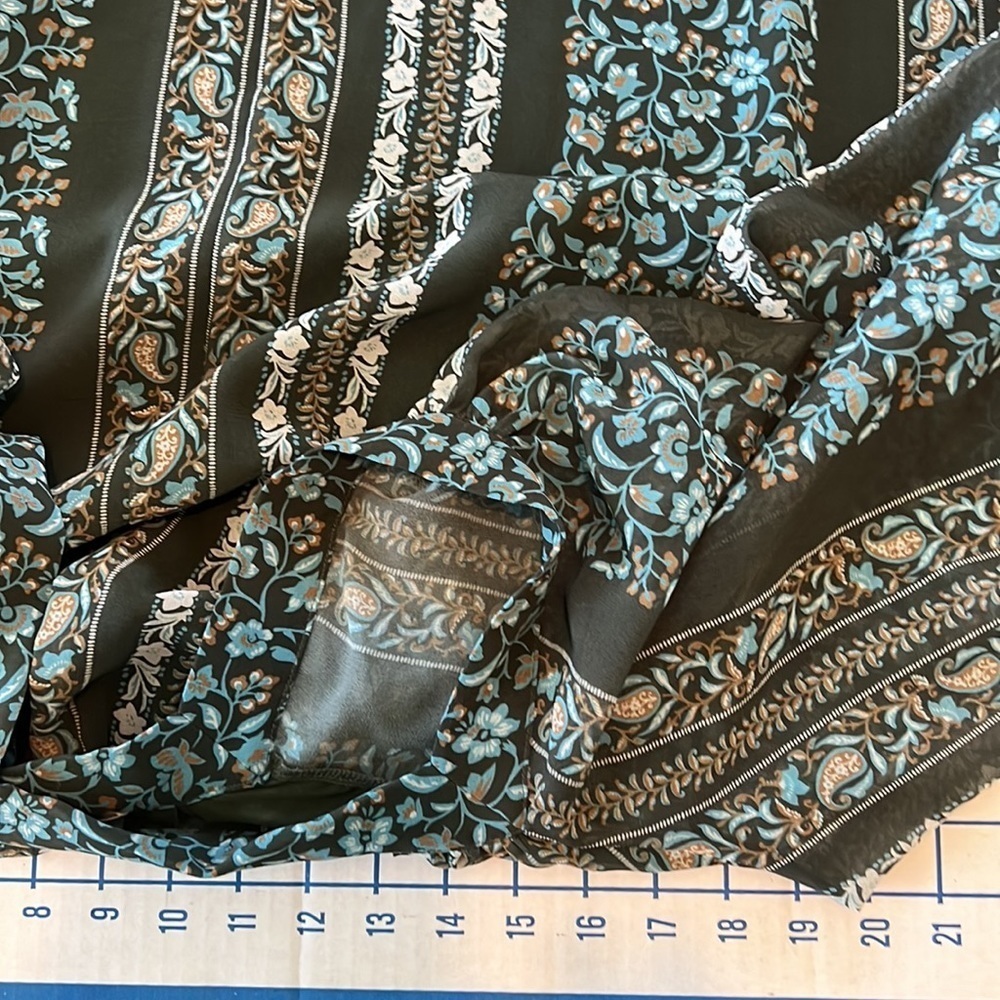 ANTHROPOLOGY SONIA TUNIC DRESS SZ XSP GREEN BLUE SHEER SLEEVES BOHO PEASANT - Picture 7 of 11